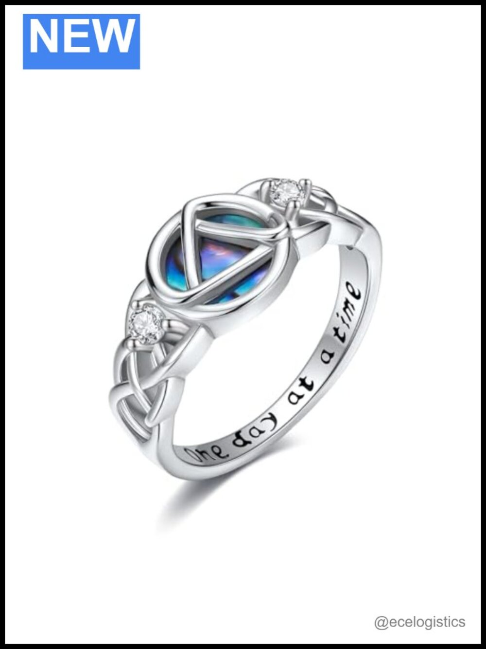 Sobriety Ring Sterling Silver AA Recovery Gift Size 8 Eternity Band